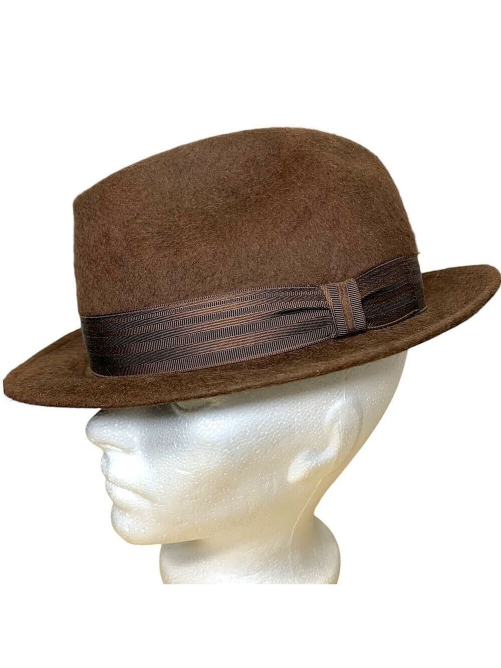 Vintage 60-70 Biltmore LLama Brown Fedora Hat Men 7 1/8 Wool Fur Classic Hipster